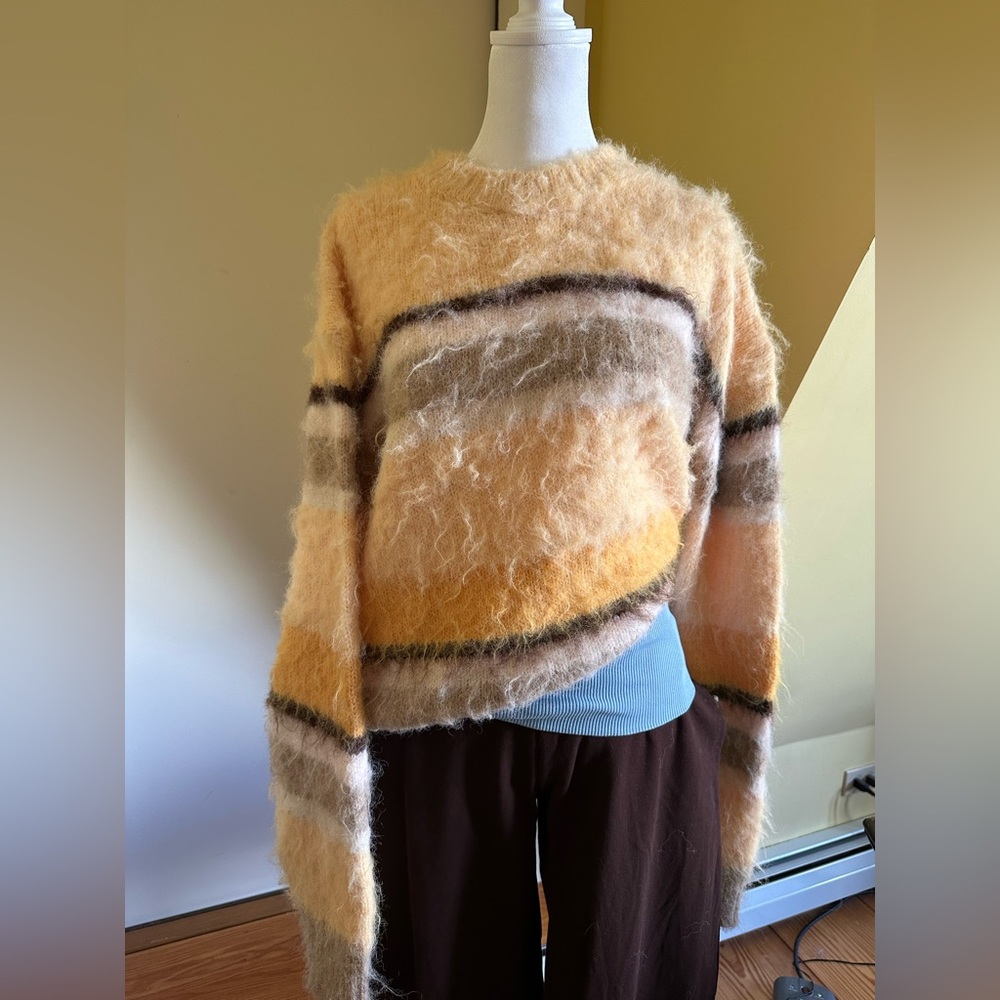 ASOS DESIGN crew neck boxy sweater in yellow stripe